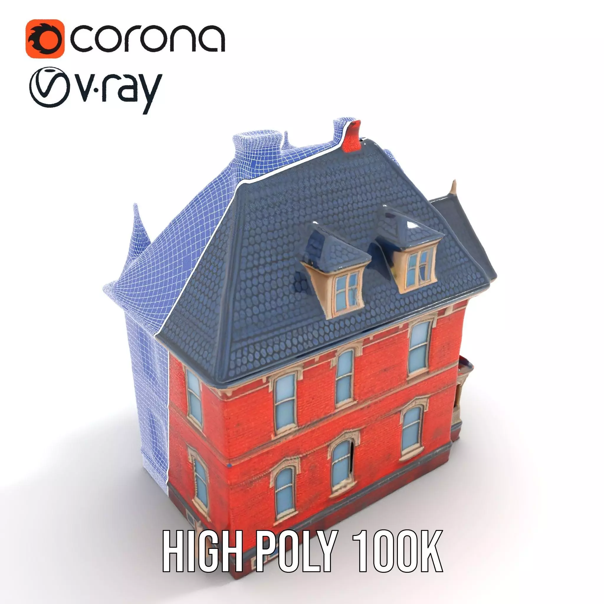 Victorian Brick House model pack Low-poly 3D model_24