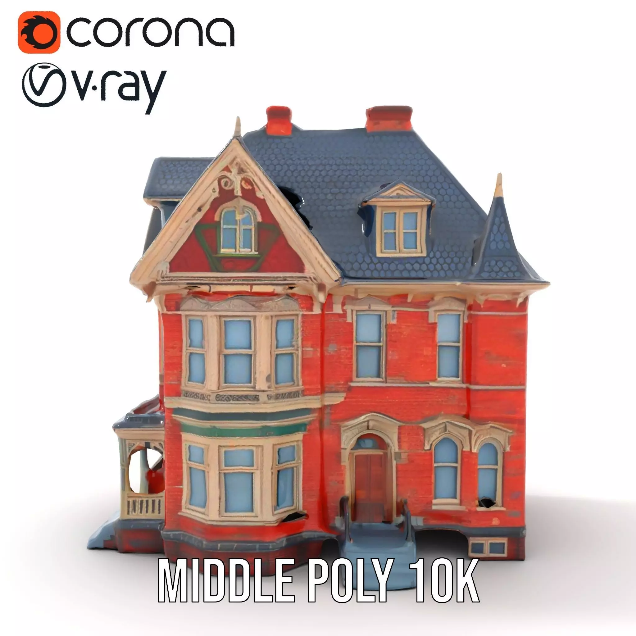 Victorian Brick House model pack Low-poly 3D model_7