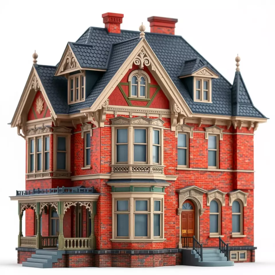 Victorian Brick House model pack Low-poly 3D model_3