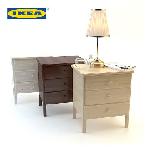 Wood Bedside set 3 3D model