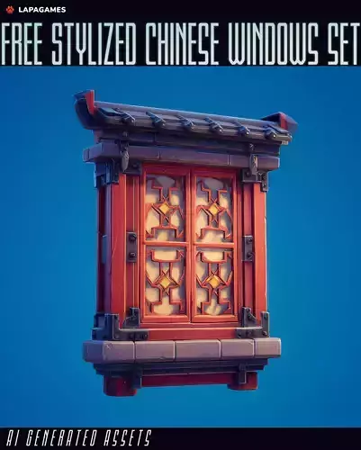 Free Stylized Chinese Windows Set