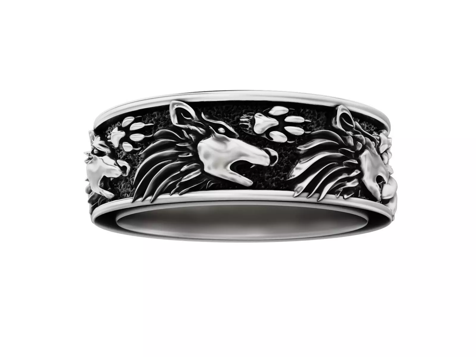 Viking Wolf Spirit Ring 3D print model_2
