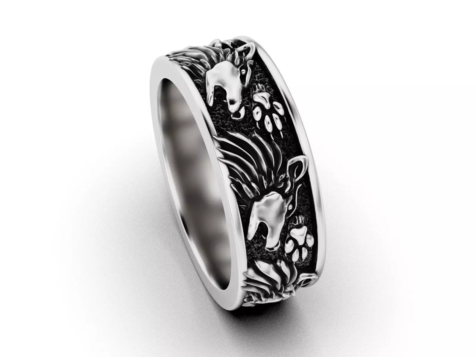 Viking Wolf Spirit Ring 3D print model_4