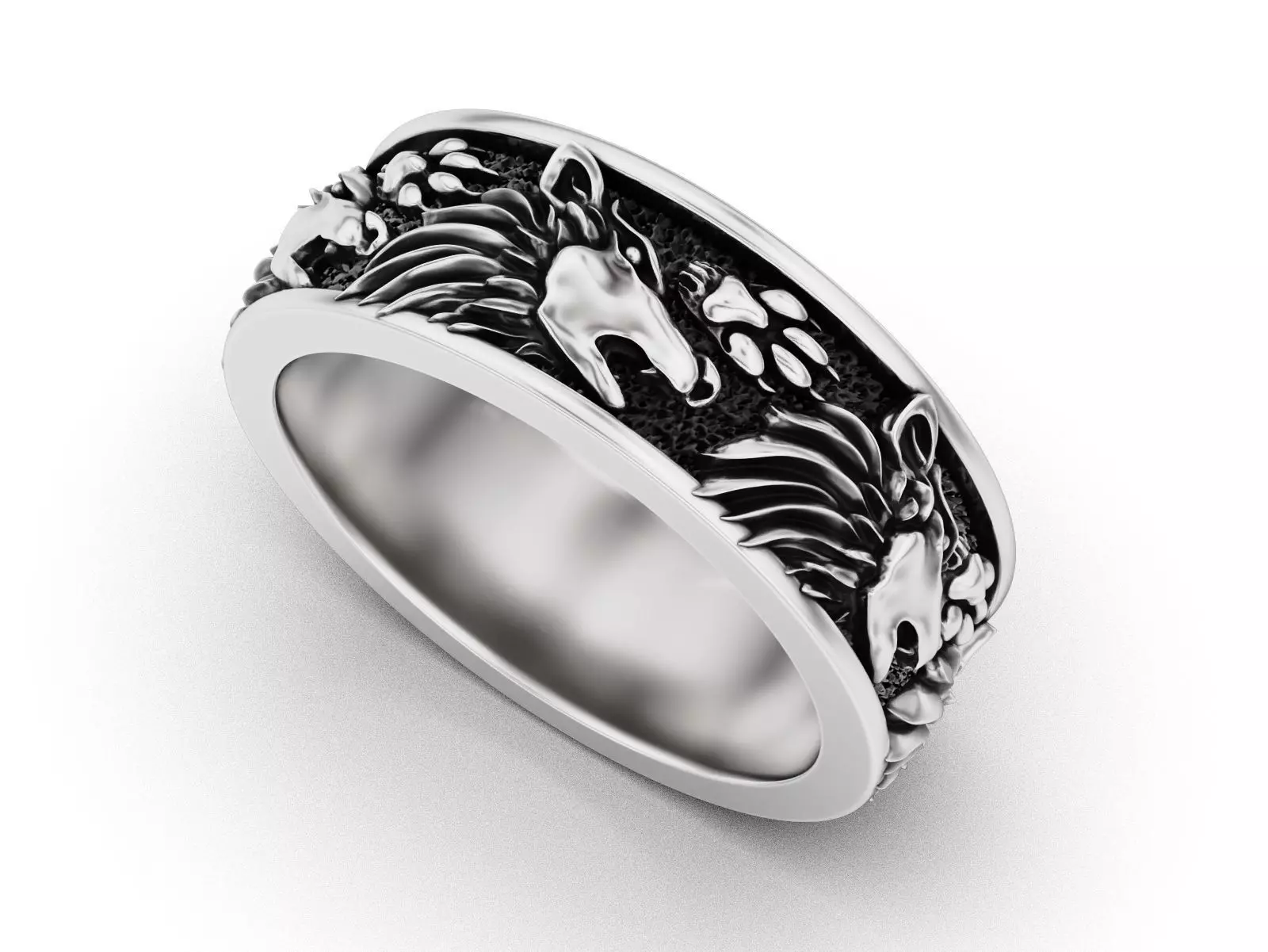 Viking Wolf Spirit Ring 3D print model_0