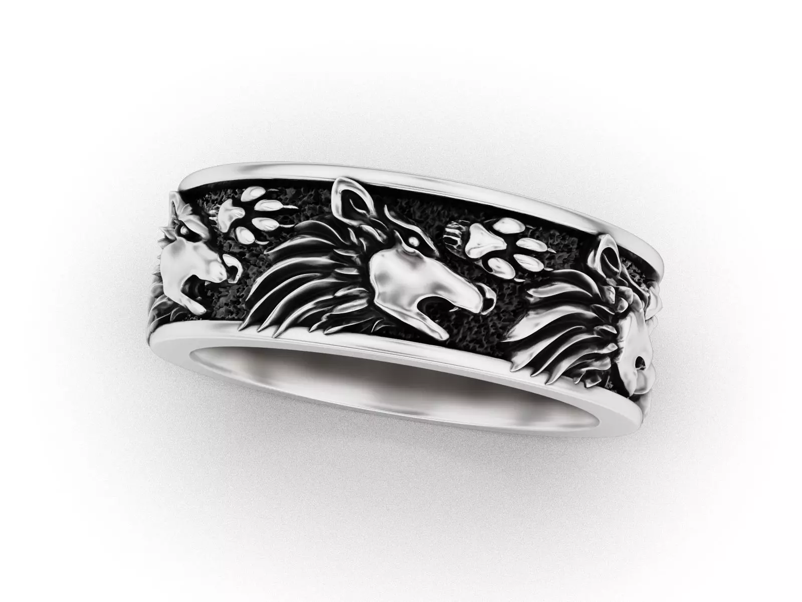 Viking Wolf Spirit Ring 3D print model_1