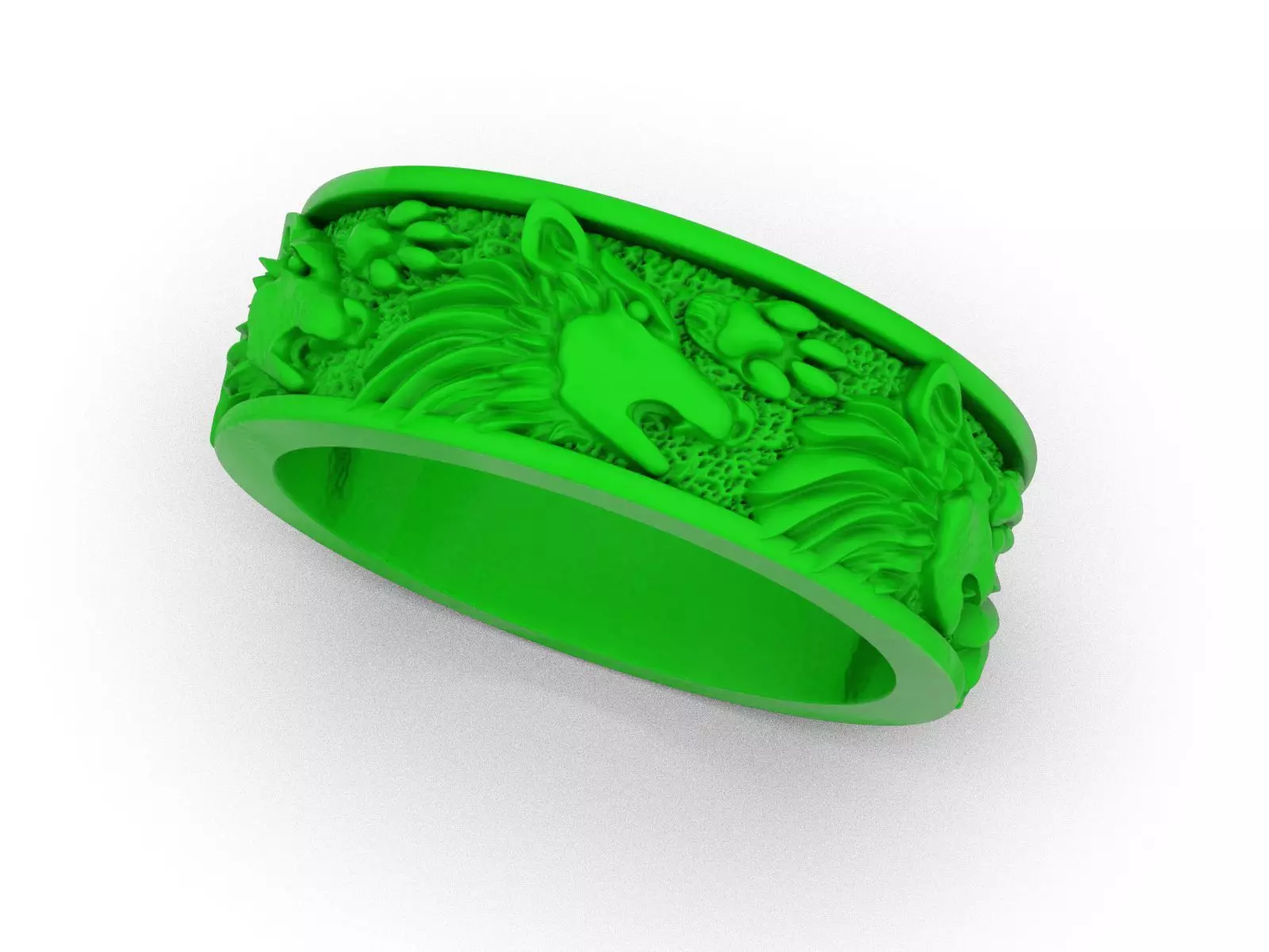 Viking Wolf Spirit Ring 3D print model_6