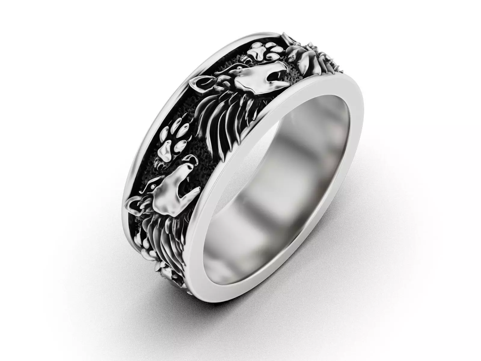 Viking Wolf Spirit Ring 3D print model_3