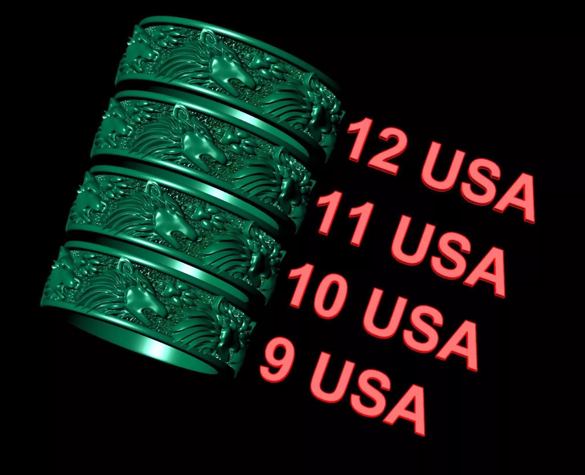 Viking Wolf Spirit Ring 3D print model_8