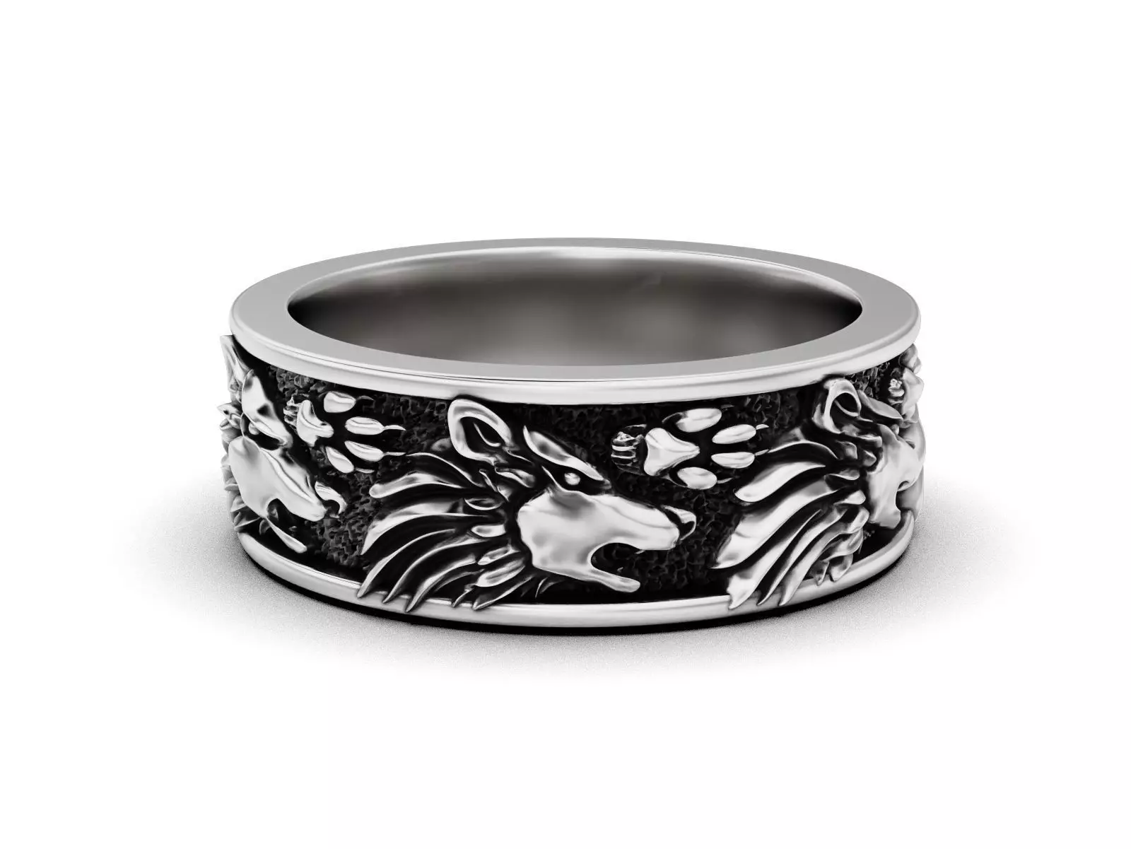 Viking Wolf Spirit Ring 3D print model_5