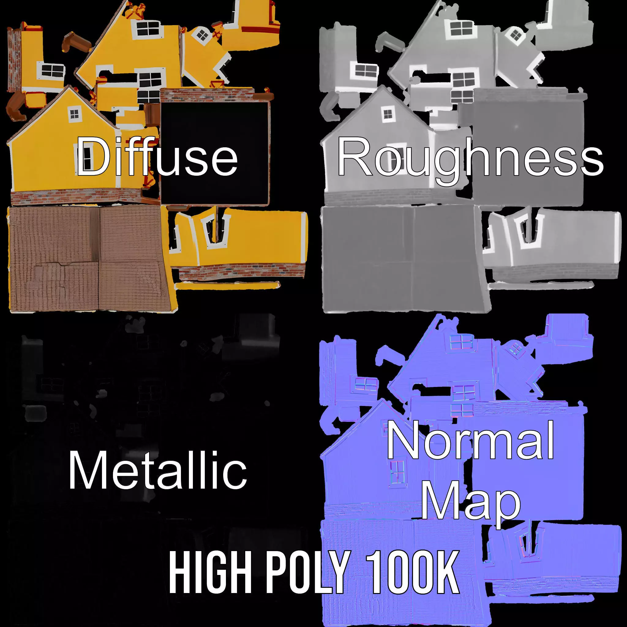 Sunny Cottage model pack Low-poly 3D model_4