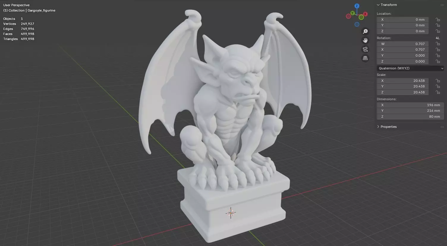 Gargoyle figurine 3D model for 3D Printable  3D print model_16