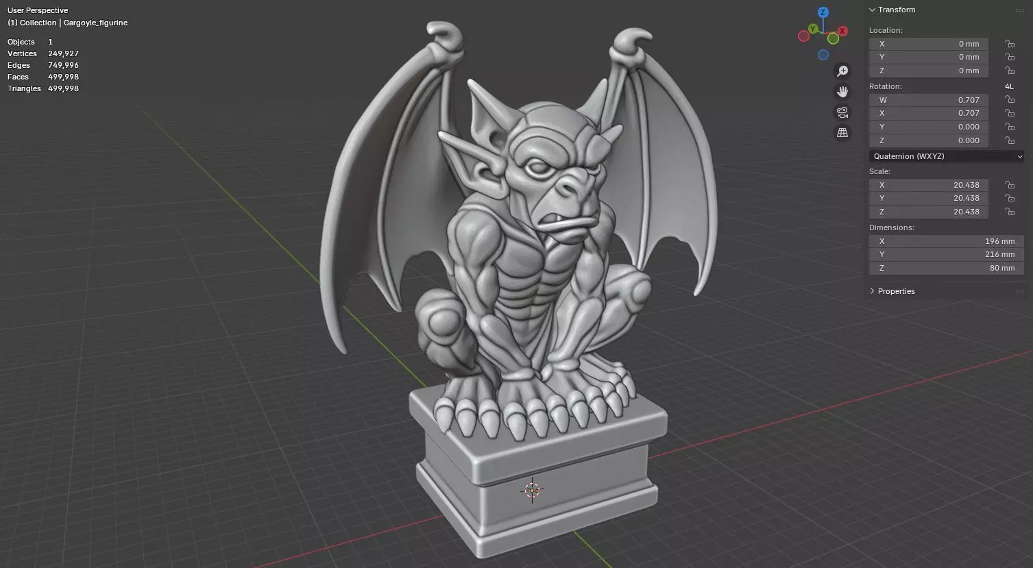 Gargoyle figurine 3D model for 3D Printable  3D print model_15