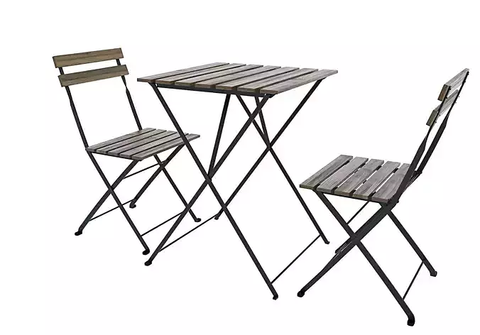 Wooden Table and Chair Set 3D model 4