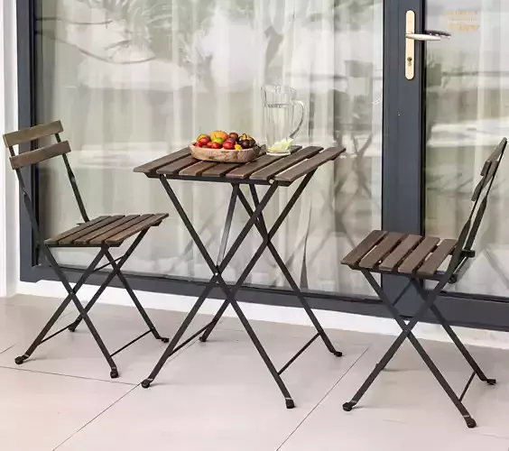 Wooden Table and Chair Set 3D model