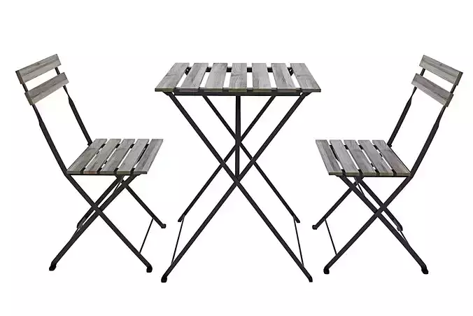 Wooden Table and Chair Set 3D model 5