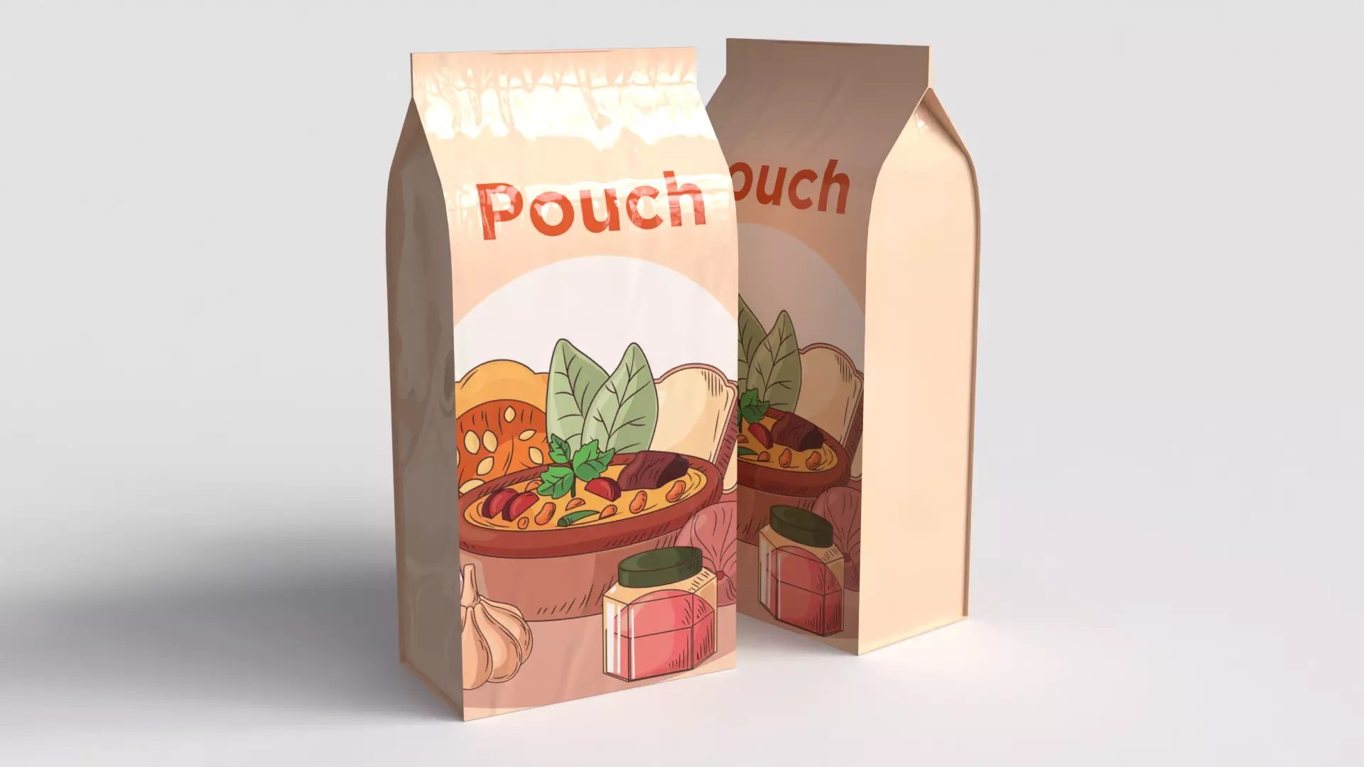 Standing zip pouch 3D model_4