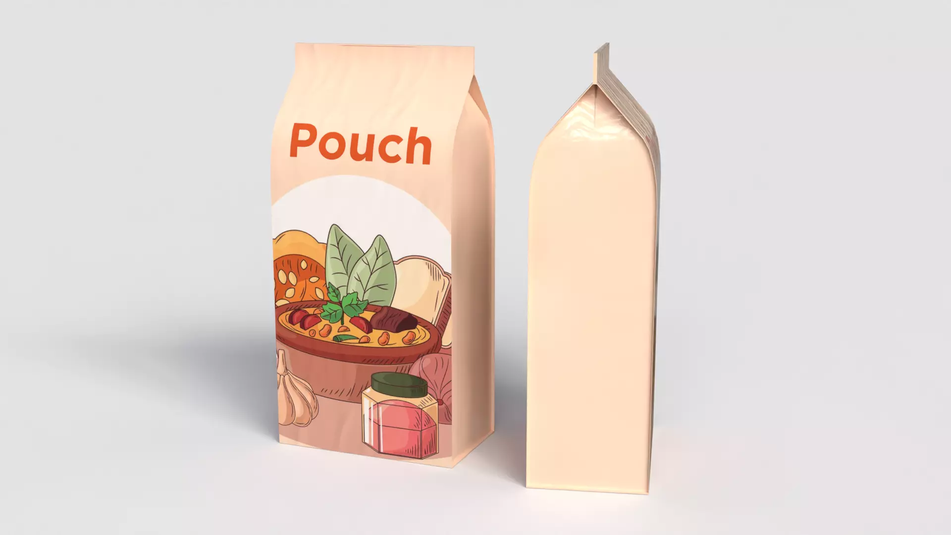 Standing zip pouch 3D model_2
