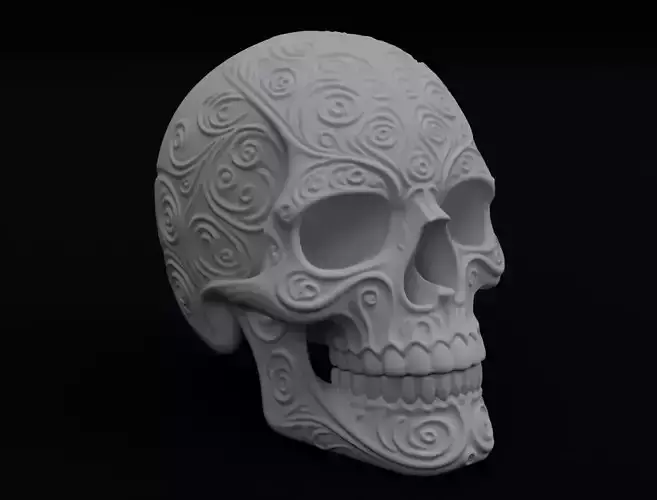 Ornamental Skull 3D Printable Model Halloween Day of the Dead