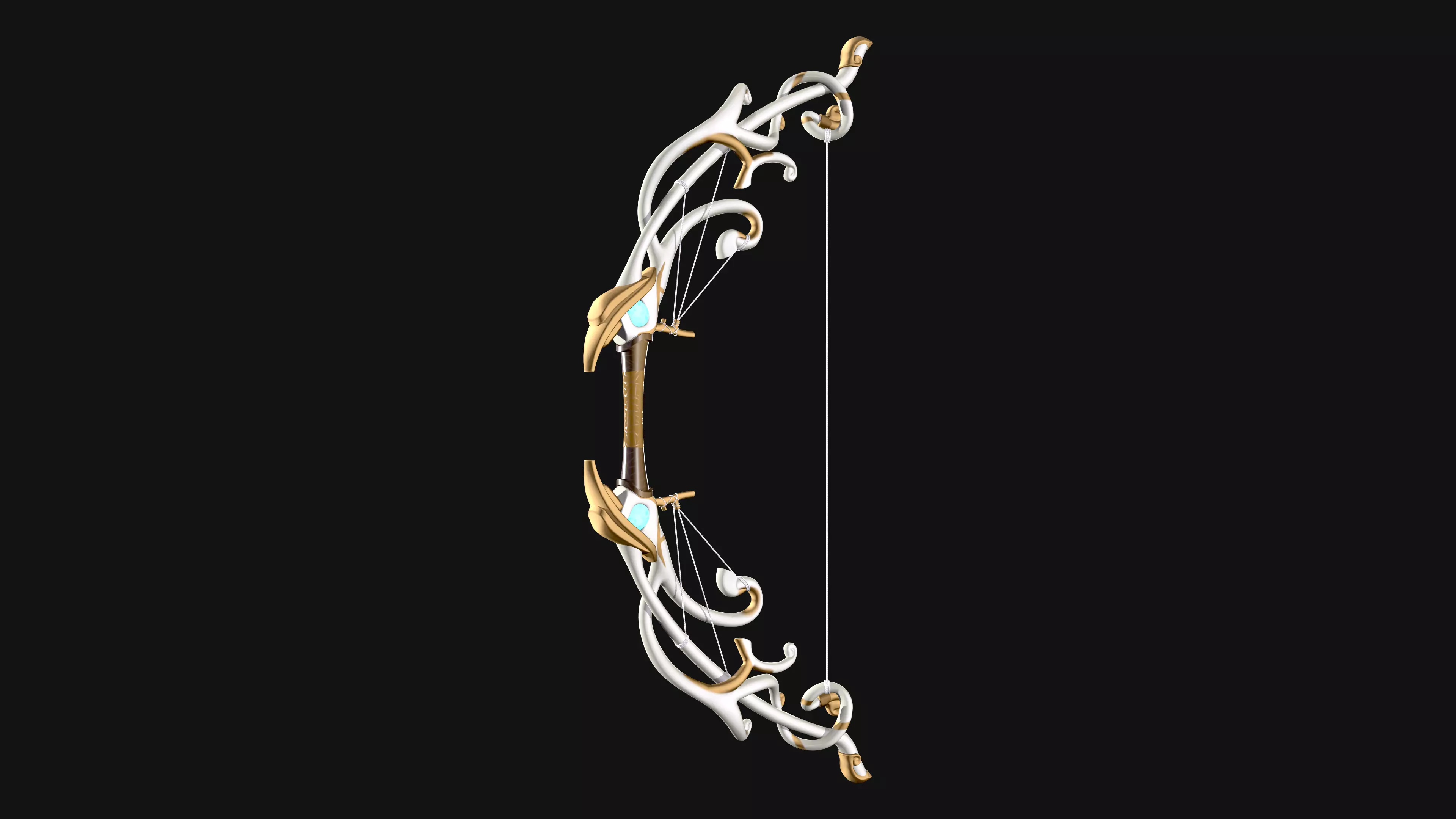 Elegant Fantasy Elven Bow - Game Ready 3D Model Stylized Weapon Low-poly 3D model_2
