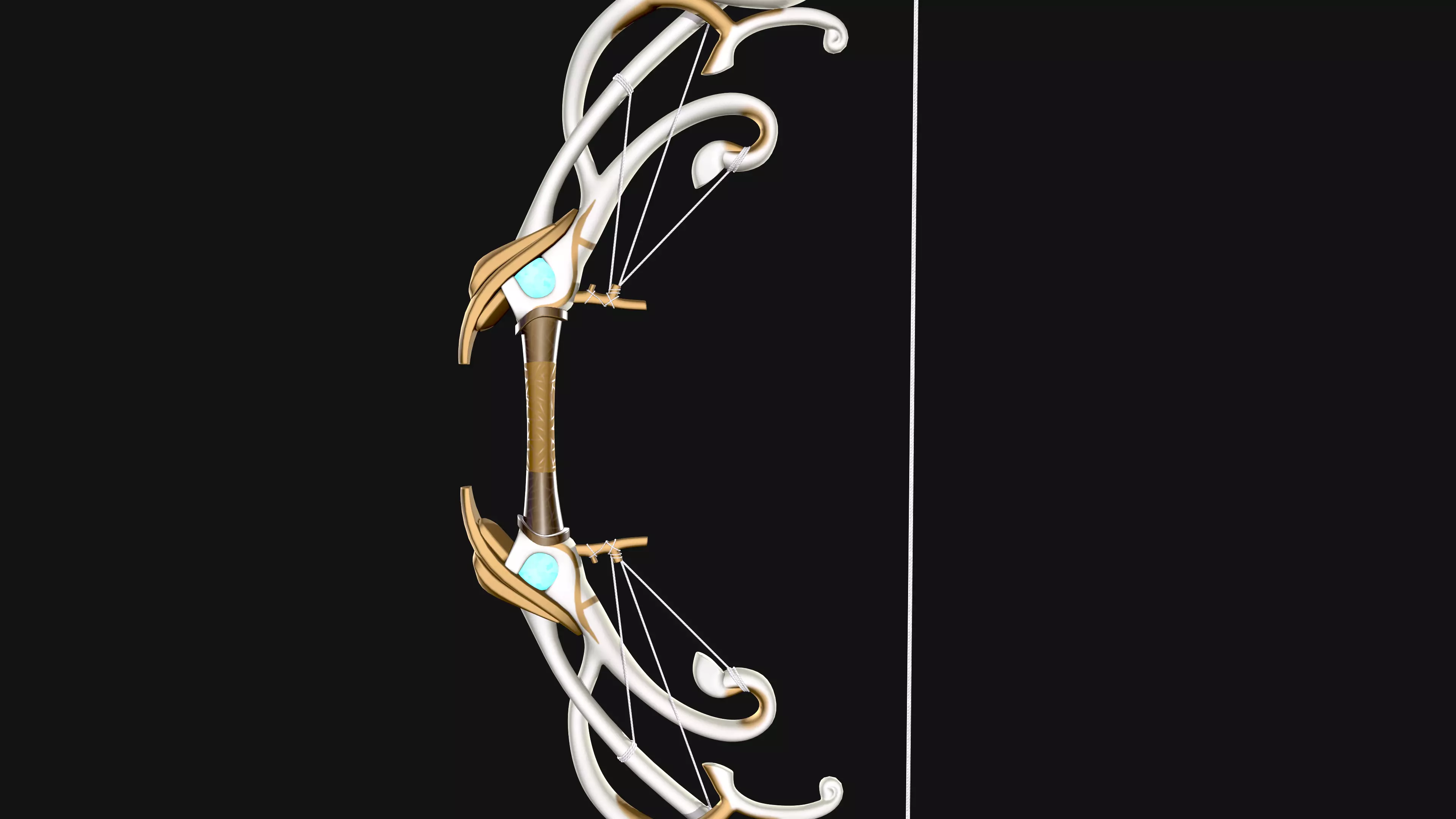 Elegant Fantasy Elven Bow - Game Ready 3D Model Stylized Weapon Low-poly 3D model_3