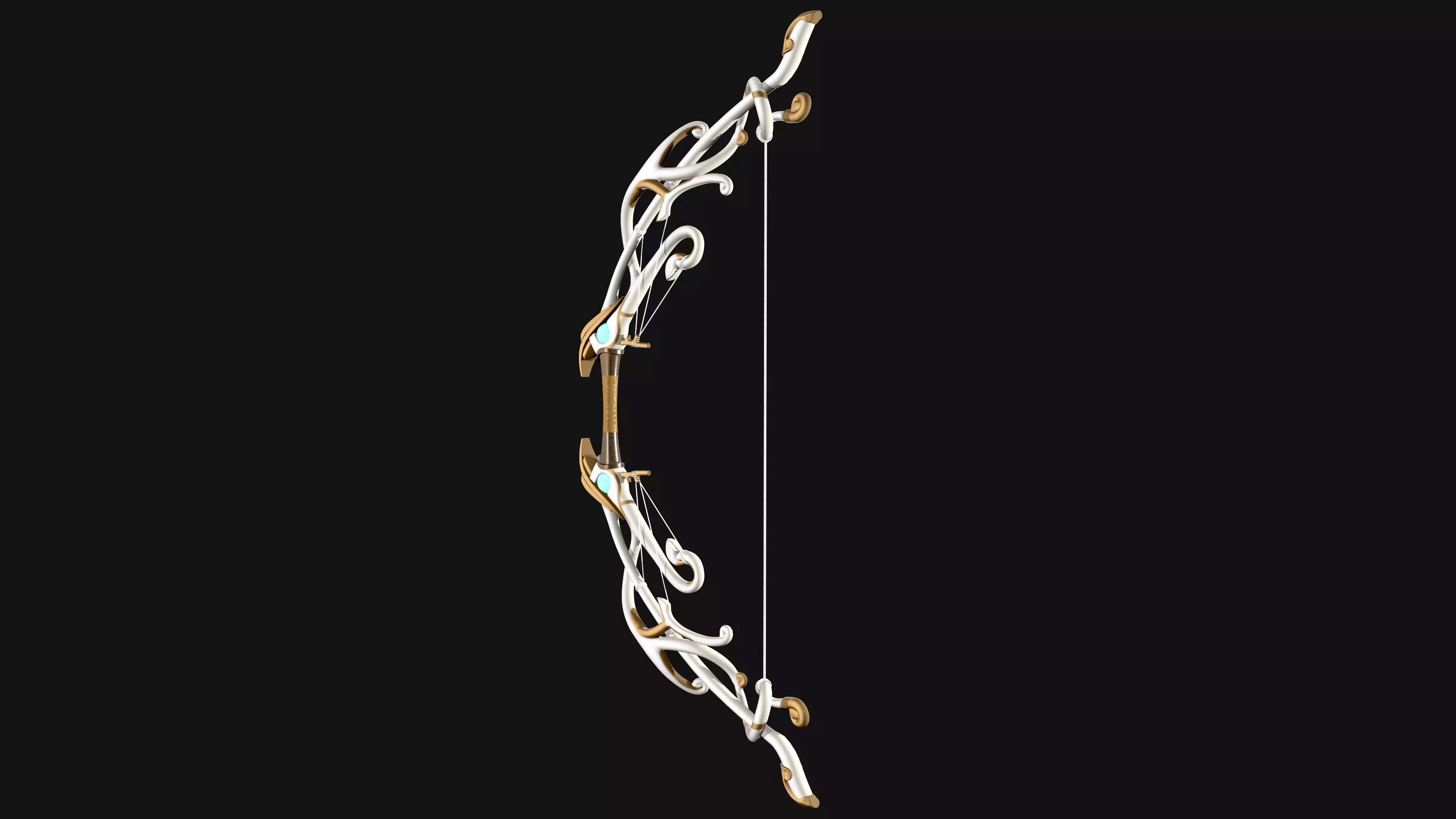 Elegant Fantasy Elven Bow - Game Ready 3D Model Stylized Weapon Low-poly 3D model_1
