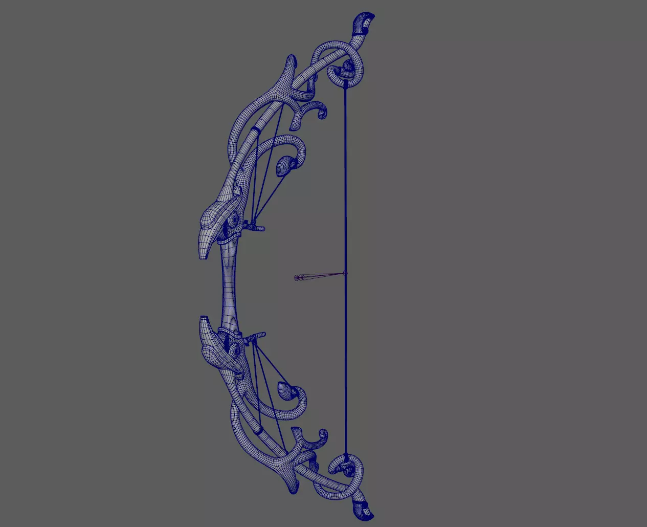 Elegant Fantasy Elven Bow - Game Ready 3D Model Stylized Weapon Low-poly 3D model_6