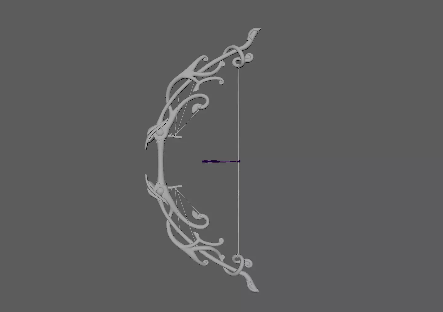 Elegant Fantasy Elven Bow - Game Ready 3D Model Stylized Weapon Low-poly 3D model_4