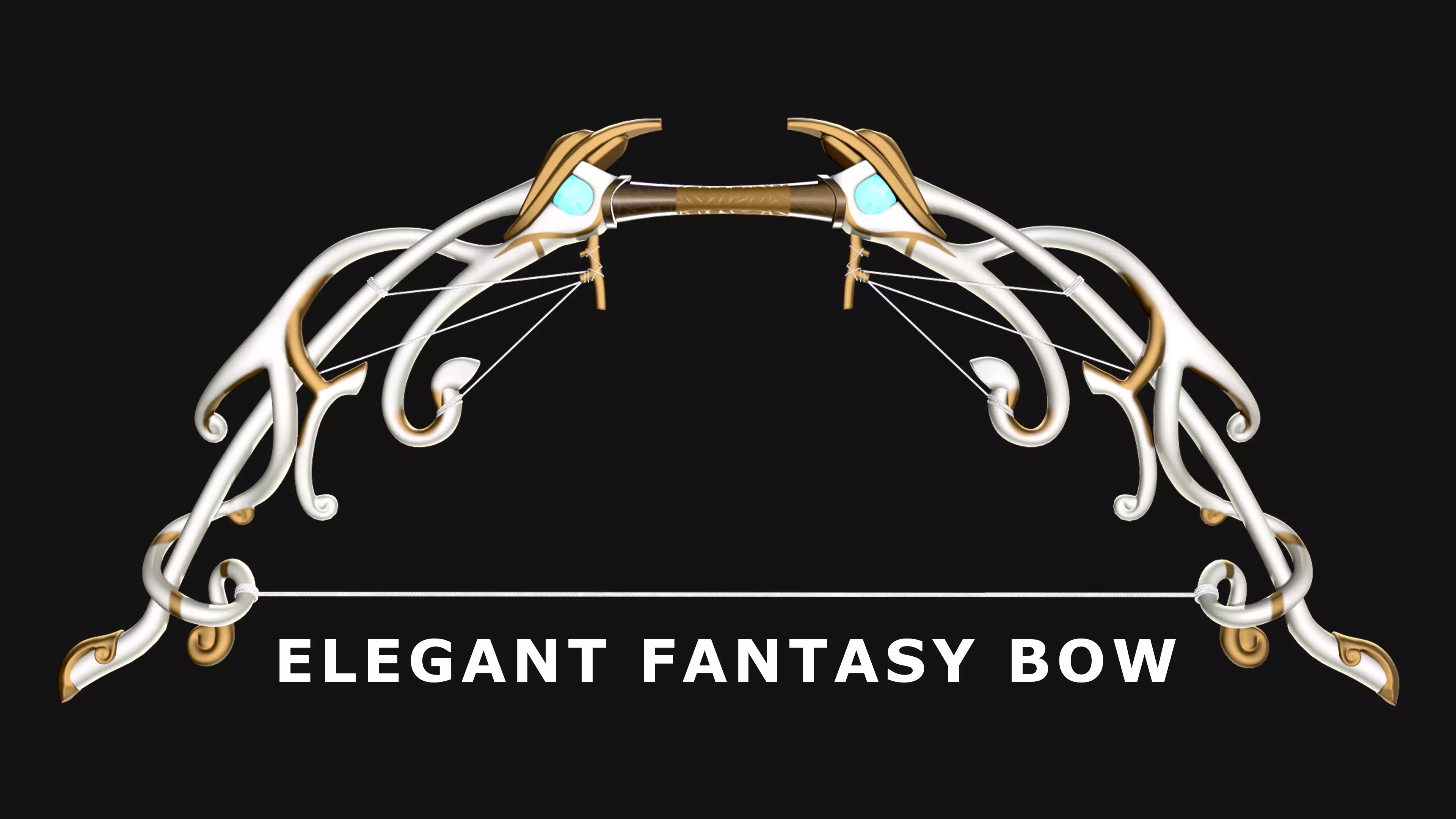 Elegant Fantasy Elven Bow - Game Ready 3D Model Stylized Weapon Low-poly 3D model_0