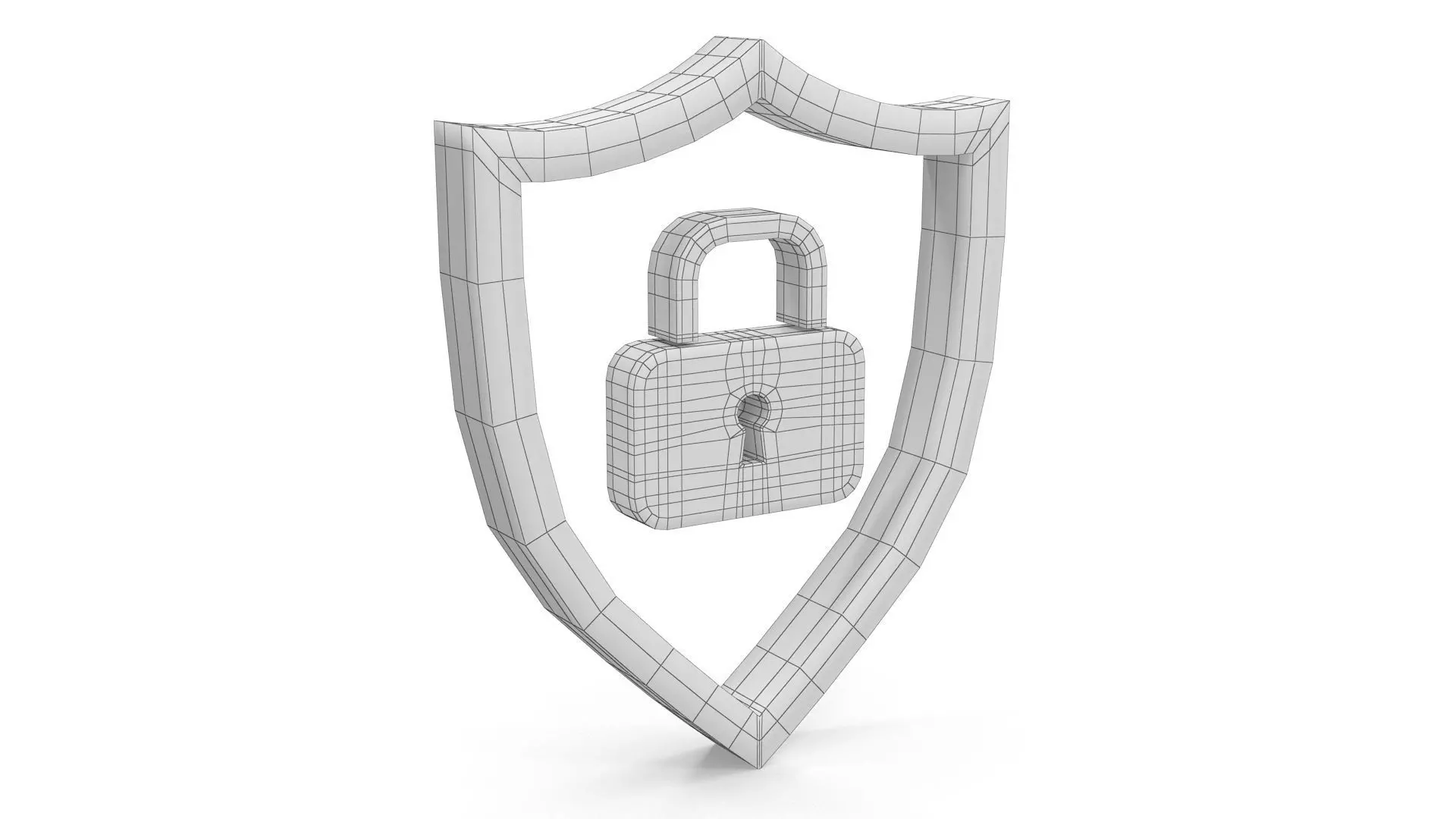 Shield and Lock Icon Low-poly 3D model_6