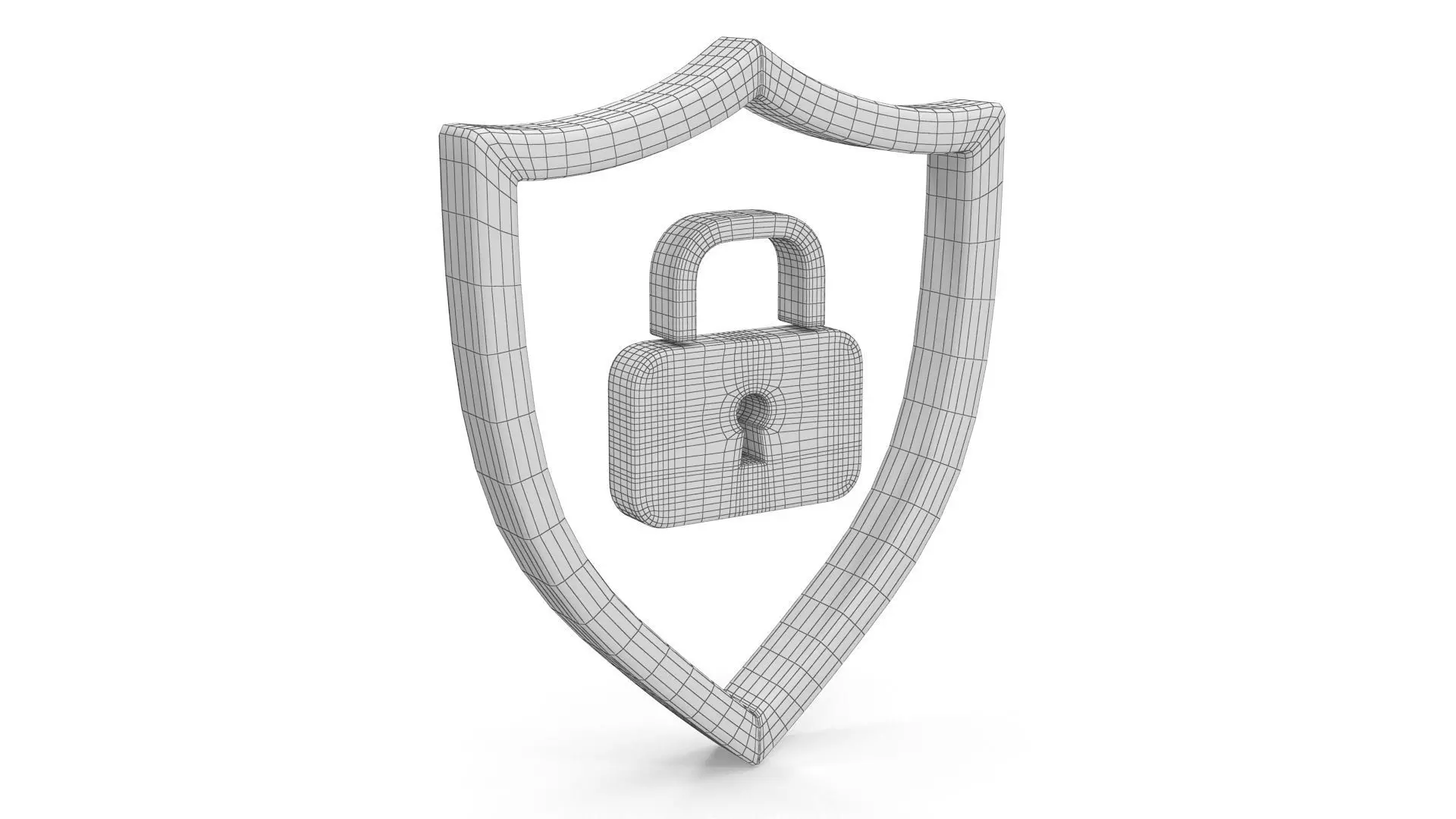 Shield and Lock Icon Low-poly 3D model_7