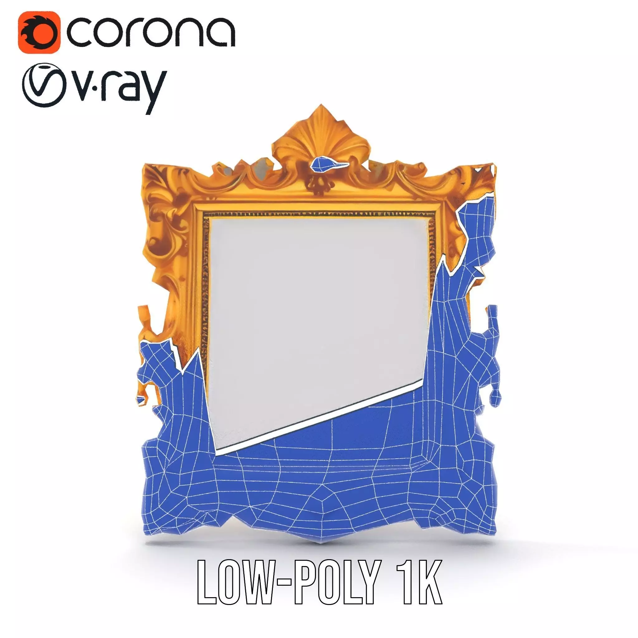 Elegant Gold Frame model pack Low-poly 3D model_12