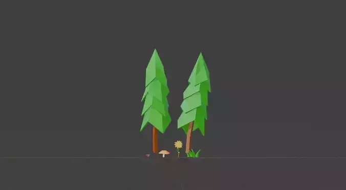 Basic low-poly nature assets Low-poly 3D model