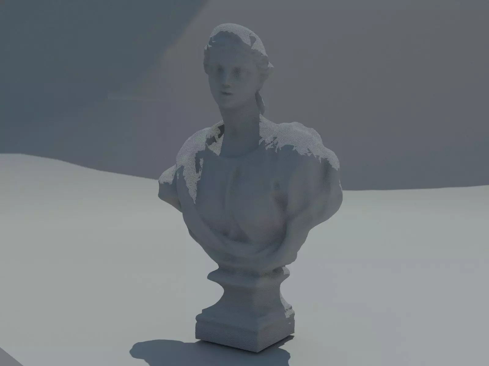 STATUE bust of woman on table 3D model_0