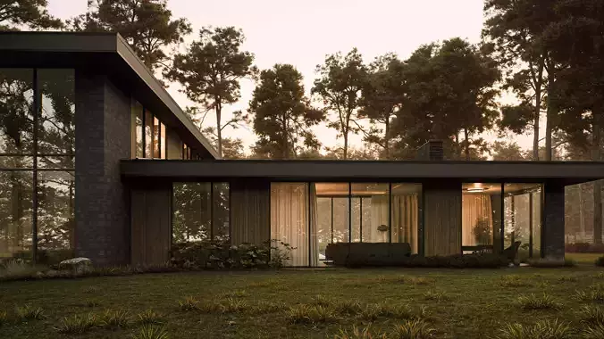 Modern house in the woods 3D model