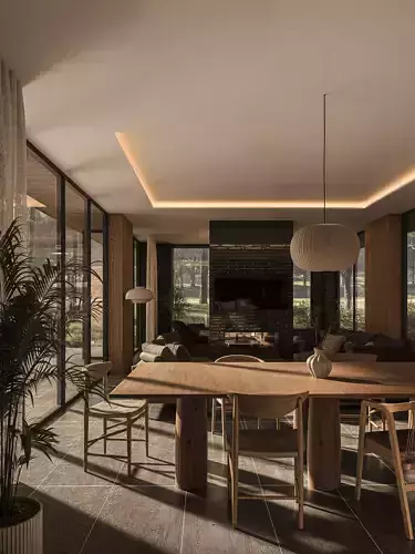 Modern house in the woods 3D model 5