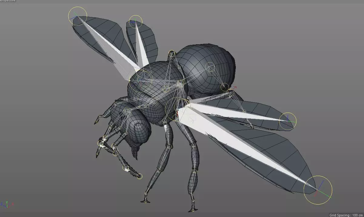 Bee Insect Low-poly 3D model_12