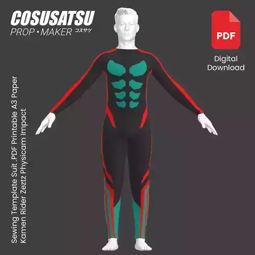Sewing Zentai Suit Kamen Rider Zeztz Physicam Impact Template