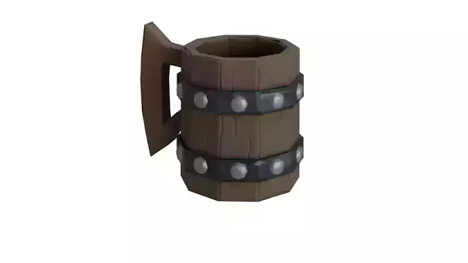 Stylized Wooden Mug 3D Model
