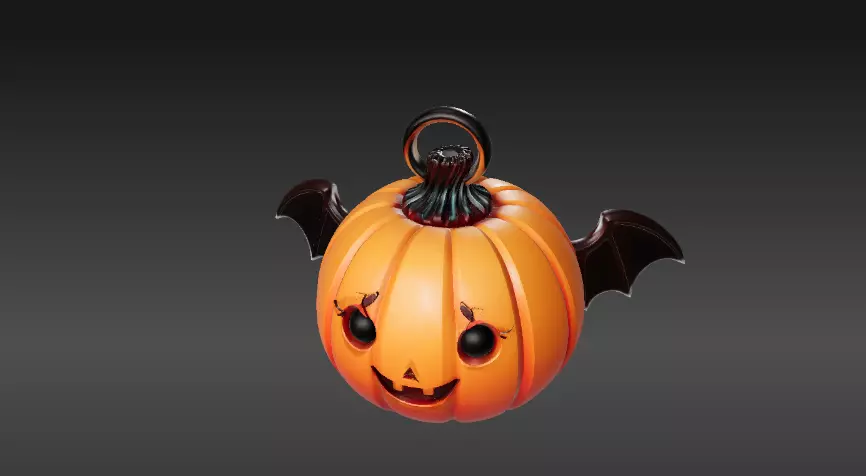 Pumpkin Bat Mini Charm 3D Print Cute Halloween Keychain 3D print model_4