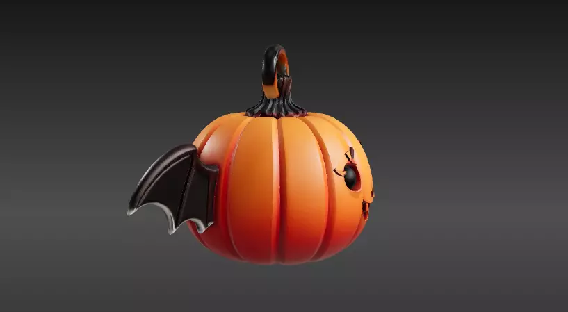 Pumpkin Bat Mini Charm 3D Print Cute Halloween Keychain 3D print model_2
