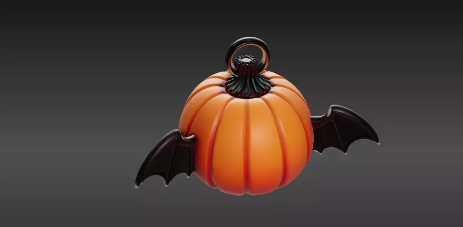 Pumpkin Bat Mini Charm 3D Print Cute Halloween Keychain 3D print model_3