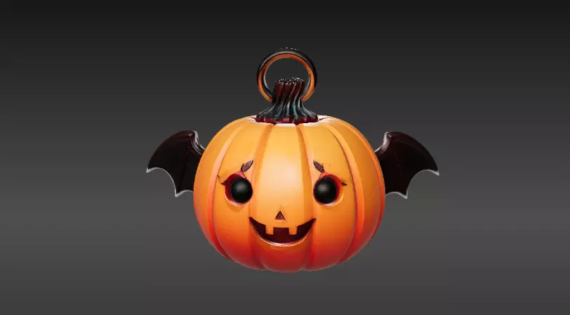 Pumpkin Bat Mini Charm 3D Print Cute Halloween Keychain 3D print model_1