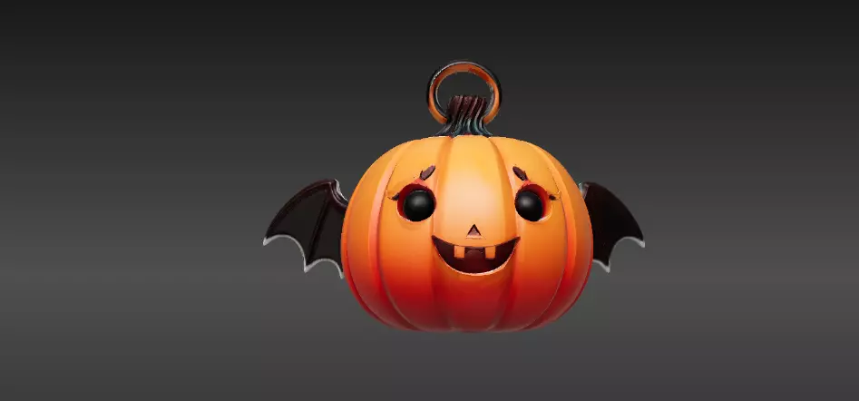 Pumpkin Bat Mini Charm 3D Print Cute Halloween Keychain 3D print model_5