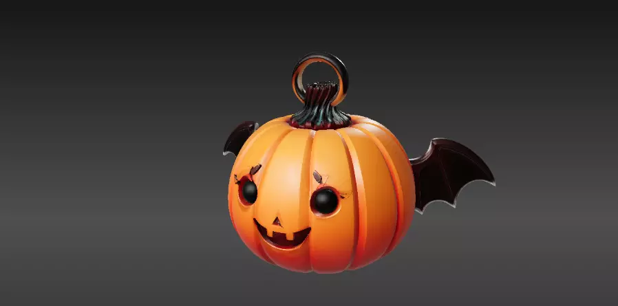 Pumpkin Bat Mini Charm 3D Print Cute Halloween Keychain 3D print model_8