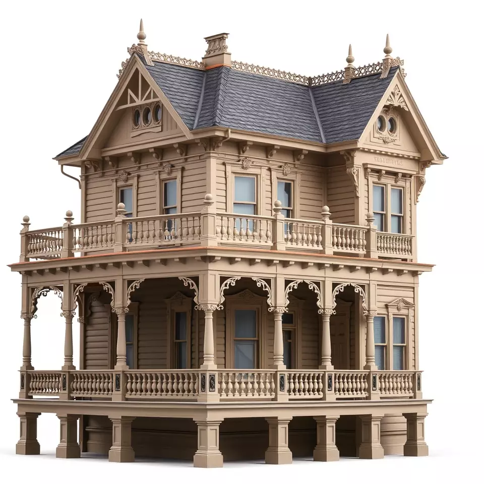 Victorian Vintage Mansion model pack Low-poly 3D model_3
