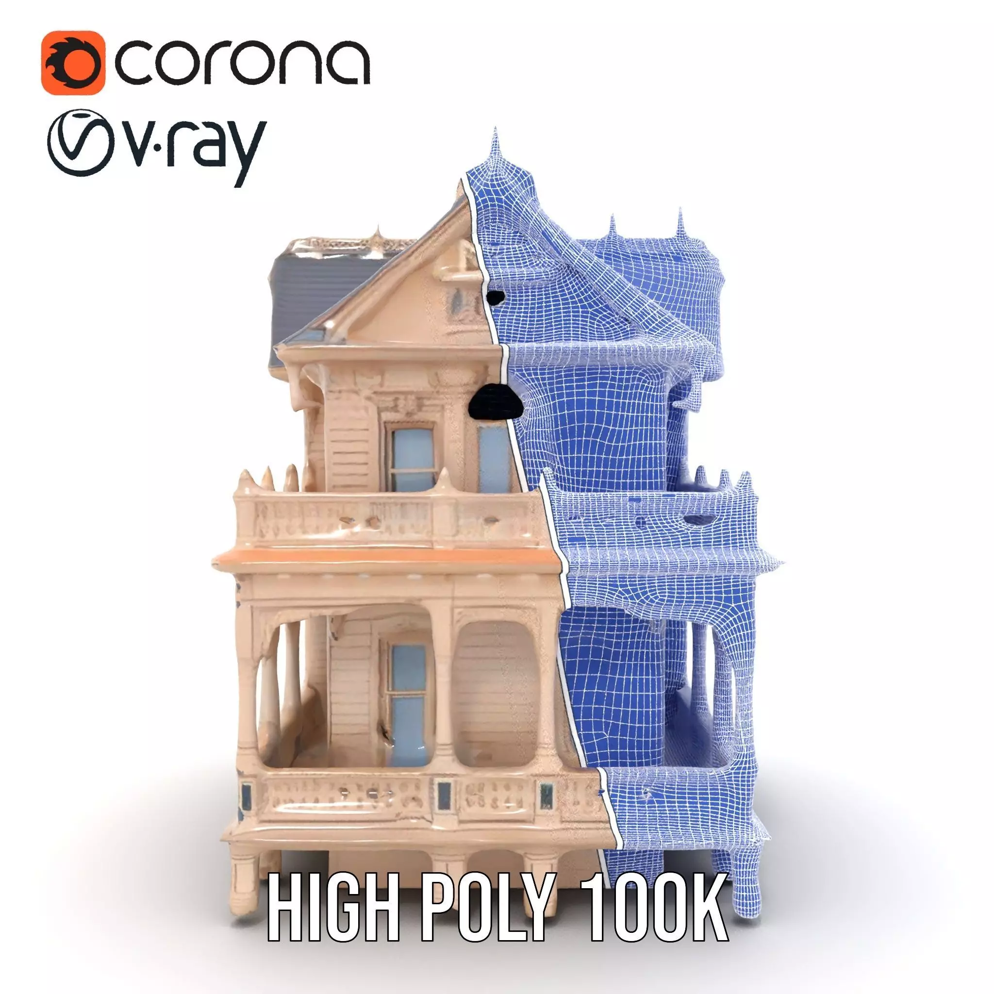 Victorian Vintage Mansion model pack Low-poly 3D model_35