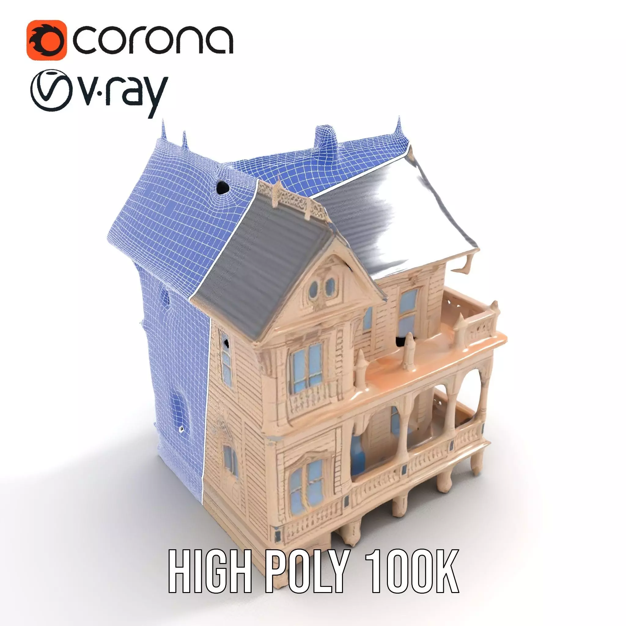 Victorian Vintage Mansion model pack Low-poly 3D model_33