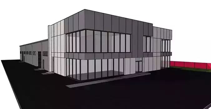 Industrial Warehouse and Office 3D Model