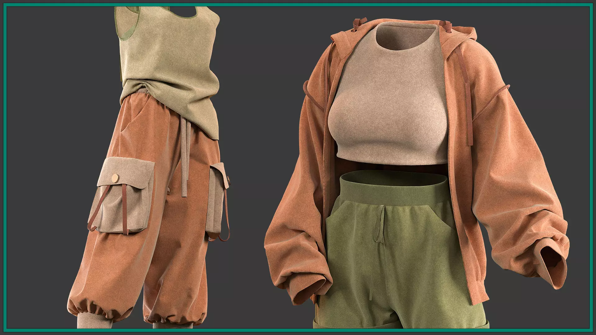 10 Female stylized Clothes 3D model_7