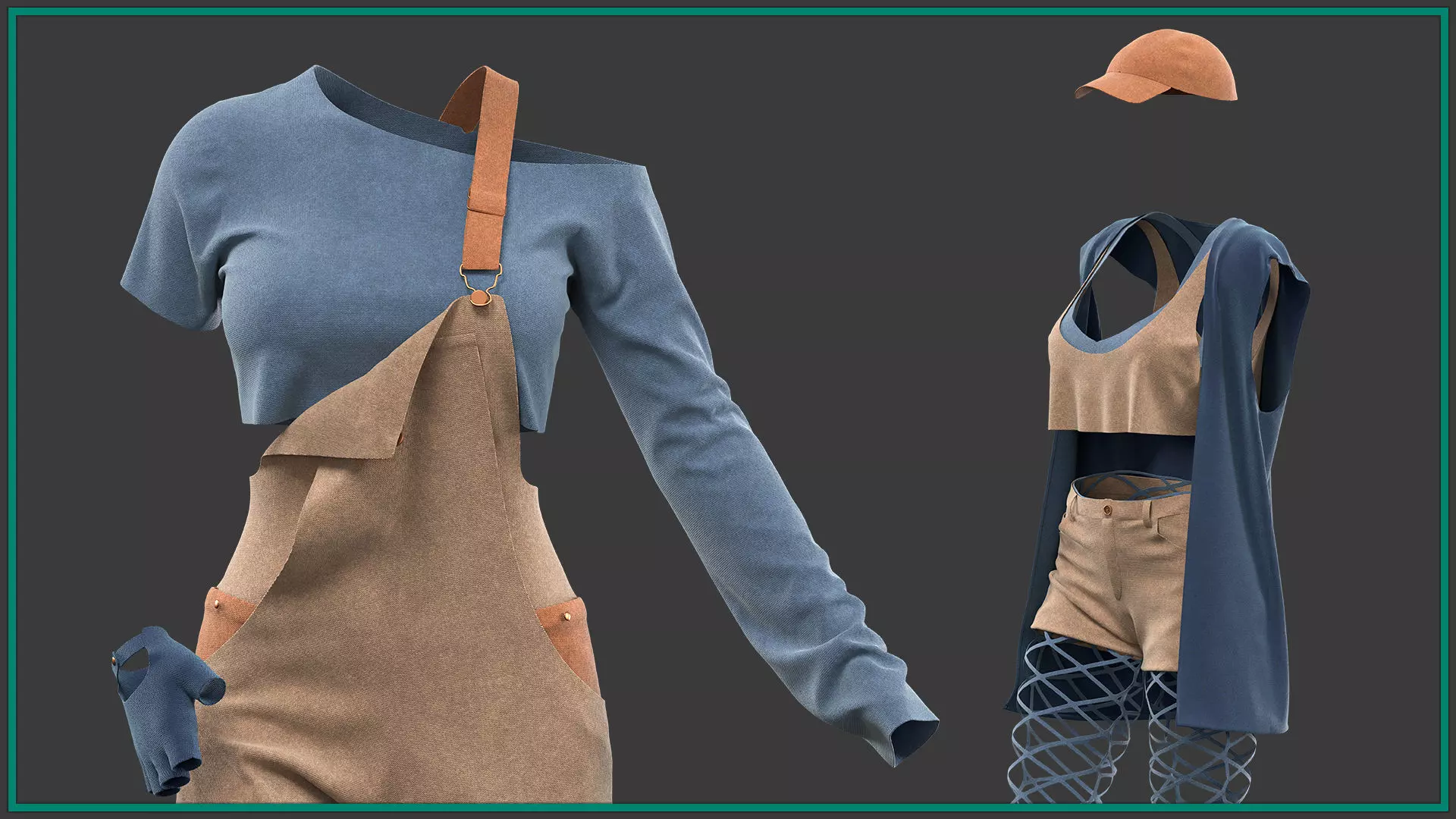 10 Female stylized Clothes 3D model_8